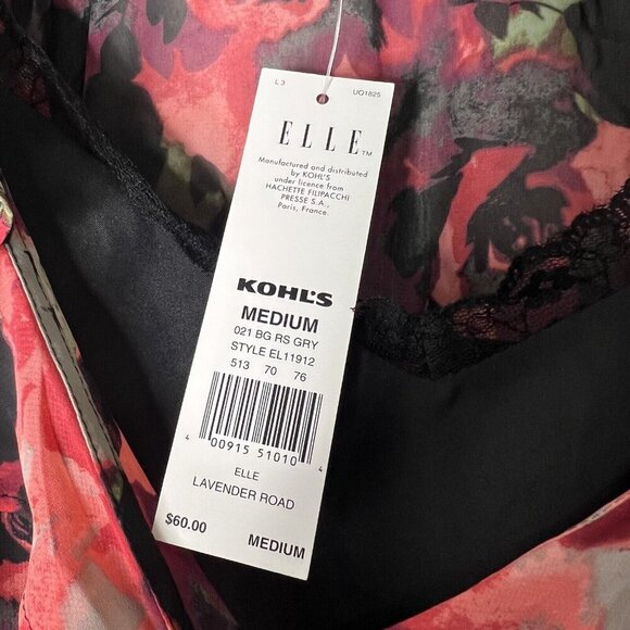 Elle Chiffon Floral Rose Mini Short Dress Sz M Y2K 90s NWT Sex & The City Vibes - Picture 5 of 9